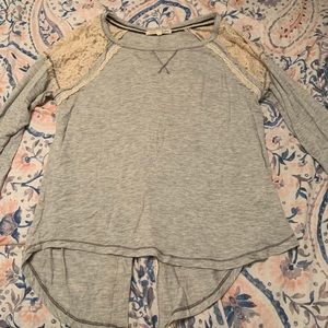 Light Gray and Cream Long Sleeve Top